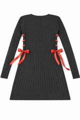 Cable Knit Lace-Up Ribbon Mini Dress | Forever 21 Women