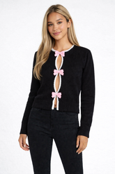 Velvet Bow Open-Front Knit Sweater | Forever 21 Women