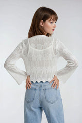 Open-Front Pointelle Bow Cardigan | Forever 21 Women