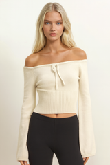 Off-The-Shoulder Tie-Front Sweater Top | Forever 21 Women