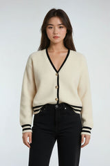 Oversized Contrast-Trim Ribbed Cardigan | Forever 21 Women