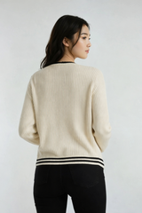 Oversized Contrast-Trim Ribbed Cardigan | Forever 21 Women