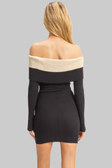 Off-The-Shoulder Contrast-Trim Mini Dress | Forever 21 Women