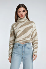 Zebra Print Cropped Turtleneck Sweater | Forever 21 Women