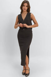 Button-Front Vest & Maxi Skirt Sweater Set | Forever 21 Women