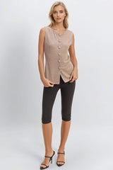 Rib-Knit Button-Front Sleeveless Top | Forever 21 Women