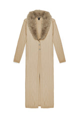 Faux Fur-Collar Cable Knit Longline Cardigan | Forever 21 Women