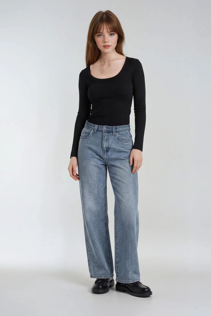 Wide-Leg Rhinestone Jeans | Forever 21 Women