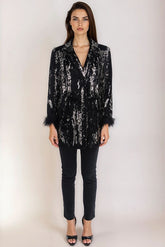 Sequin Feather-Trim Blazer | Forever 21 Women