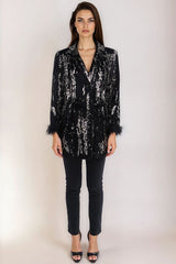 Sequin Feather-Trim Blazer | Forever 21 Women