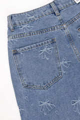 Embroidered Bow Print Wide-Leg Jeans | Forever 21 Women