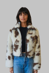 Faux Fur Cow Print Jacket | Forever 21 Women