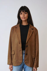 Faux Suede Button-Front Blazer Jacket | Forever 21 Women