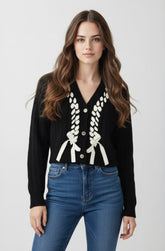 Braided Ribbon Cropped Cardigan Sweater | Forever 21 Women