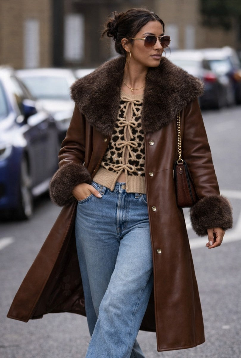 Leopard Lace-Up Bow Cardigan Sweater | Forever 21 Women