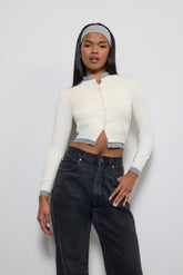 Contrast-Trim Cropped Cardigan Sweater | Forever 21 Women