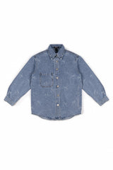 Embroidered Bow Print Oversized Denim Shirt | Forever 21 Women
