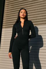 Seamless Ribbed Zip-Front Jumpsuit | Forever 21 Women