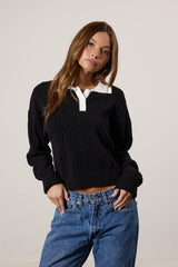 Contrast Henley Cable Knit Sweater | Forever 21 Women