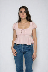 Satin Puff-Sleeve Peplum Crop Top | Forever 21 Women