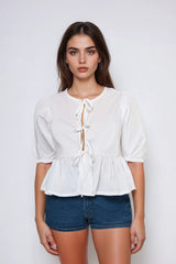 Poplin Tie-Front Peplum Top | Forever 21 Women
