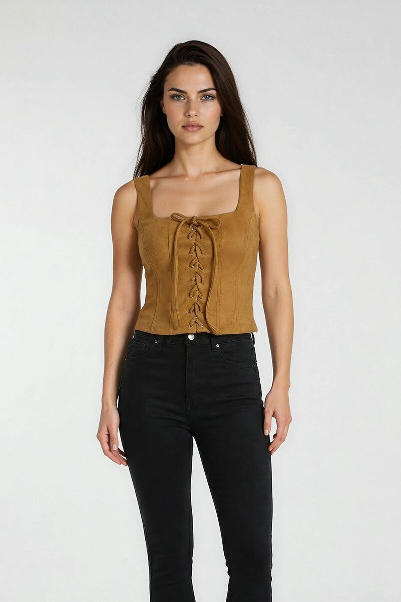 Faux Suede Lace-Up Corset Top | Forever 21 Women