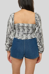 Snake Print Smocked Peasant Top | Forever 21 Women