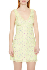 Floral Lettuce-Edge Mini Dress | Forever 21 Women