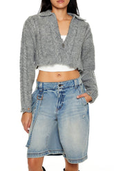 Cable Knit Sharkbite Half-Zip Sweater | Forever 21 Women