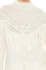 Fringe-Trim Mock Neck Sweater | Forever 21 Women