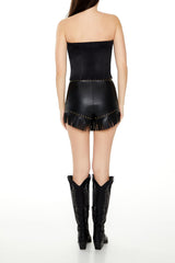 Faux Leather Fringe-Trim Shorts | Forever 21 Women
