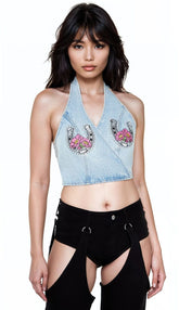 Denim Horseshoe Crop Top | Forever 21 Women
