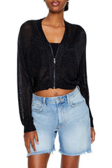 Glitter Knit Zip-Up Sweater | Forever 21 Women