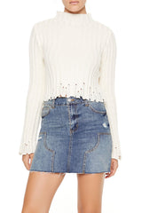 Distressed Mock Neck Sweater | Forever 21 Women