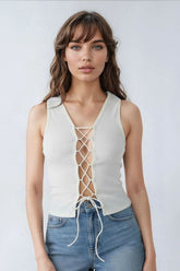 Sleeveless Lace-Up V-Neck Top | Forever 21 Women