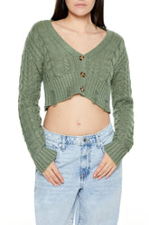 Cable Knit Cropped Cardigan Sweater | Forever 21 Women