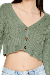 Cable Knit Cropped Cardigan Sweater | Forever 21 Women
