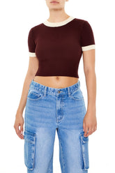 Sweater-Knit Ringer Cropped Tee | Forever 21 Women