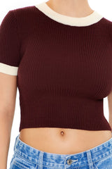 Sweater-Knit Ringer Cropped Tee | Forever 21 Women