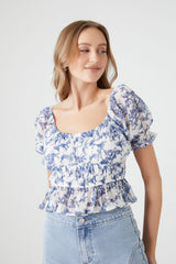 Floral Print Puff-Sleeve Top | Forever 21 Women
