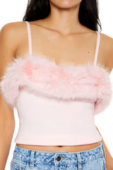 Faux Fur-Trim Sweater-Knit Cami | Forever 21 Women