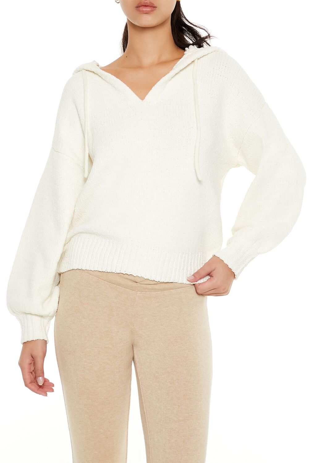 Hooded Drop-Sleeve Sweater | Forever 21 Women