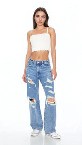 Rosette Lettuce-Edge Cropped Cami | Forever 21 Women