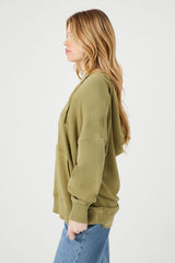 French Terry Drop-Sleeve Hoodie | Forever 21 Women