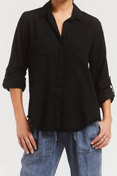 Riley Rolled Tab Sleeve Button Down Shirt Double Chest Pockets | Forever 21 Women