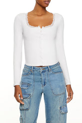 Ribbed Lace-Trim Top | Forever 21 Women