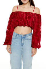 Paisley Open-Shoulder Crop Top | Forever 21 Women