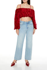 Paisley Open-Shoulder Crop Top | Forever 21 Women