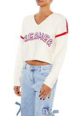 Dreamer Patch Fuzzy Knit Sweater | Forever 21 Women
