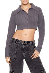 Cropped Rib-Knit Cardigan Sweater | Forever 21 Women